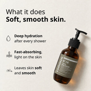 Commen Nº.16 Citrus Body Serum: deep hydration after the shower, absorbs fast and light, leaves skin soft and smooth.