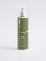 Commen Nº.02 Clarifying Mousse, 190 ml pump bottle, step one of The Morning Routine set, on a grey studio background