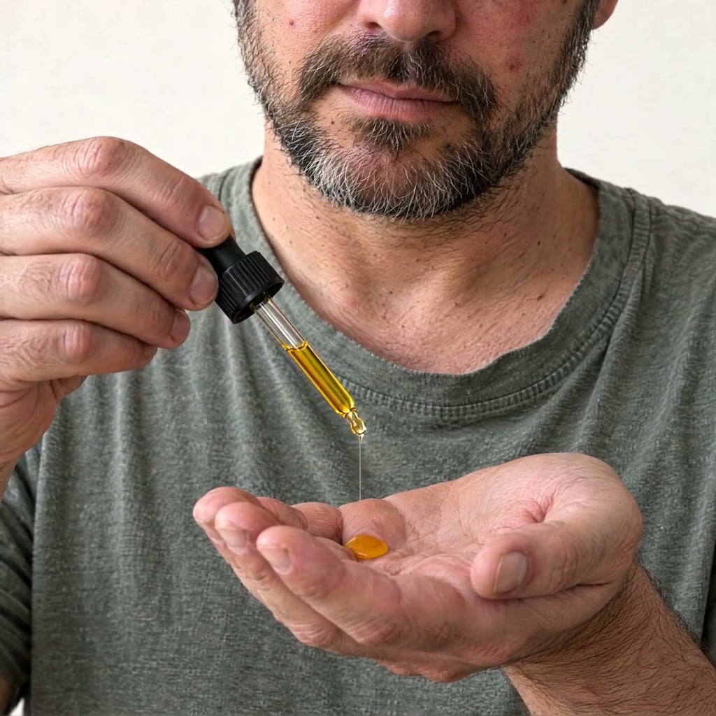 How to use Commen Nº.32 Smooth Beard Oil: 2–3 drops in the palm, warm between the hands, smooth into the beard.